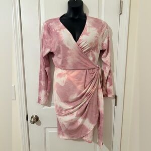 Perfectly Priscilla Pink Tie-Dyed Wrap Dress